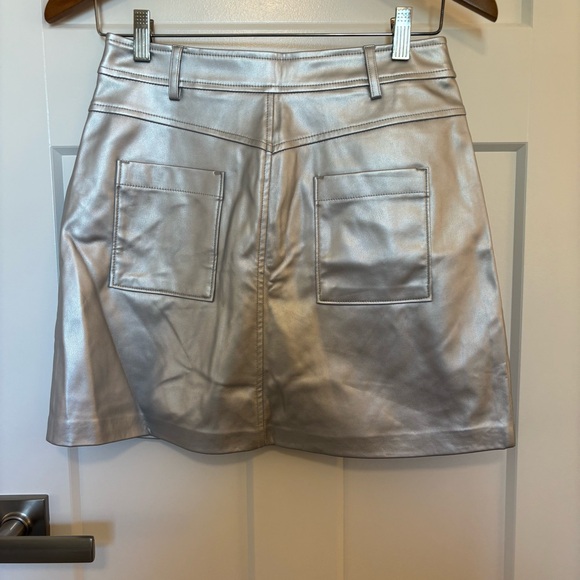 Women’s Topshop Faux Leather Metallic Skirt - Picture 3 of 5